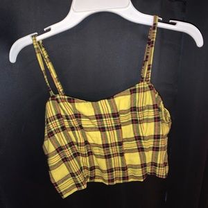 yellow plaid crop top